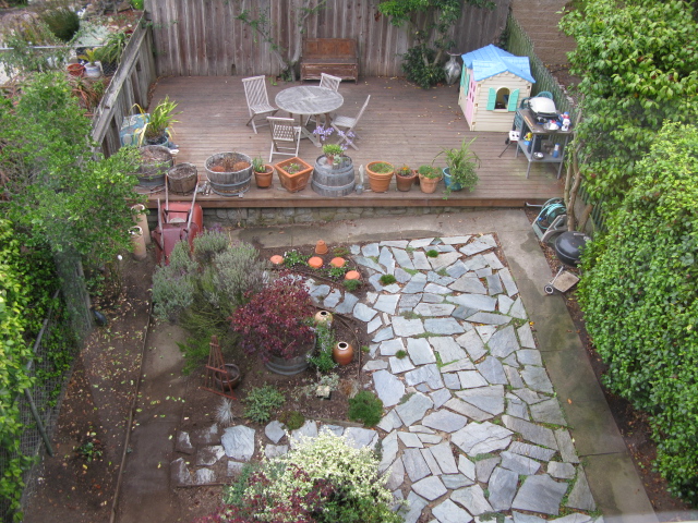 Large yard with flagstone